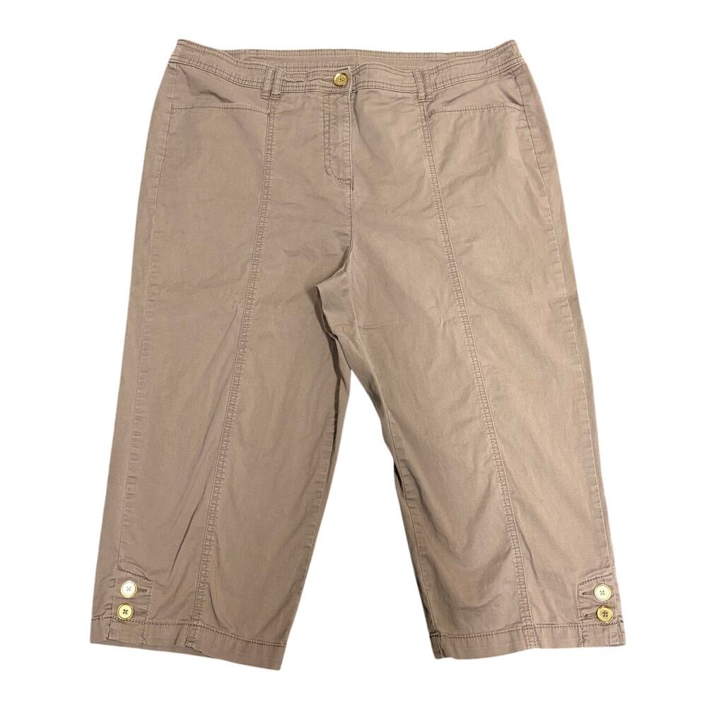 JM Collection Capri Pants Womens 16P Taupe Khaki Stretch Petite Crop Pants